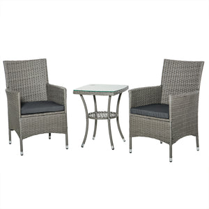3-piece garden furniture set in woven resin, grey