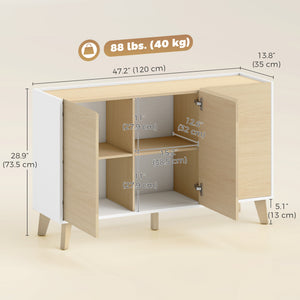 Buffet de rangement moderne avec 6 compartiments, portes à fermeture douce, aspect bois naturel