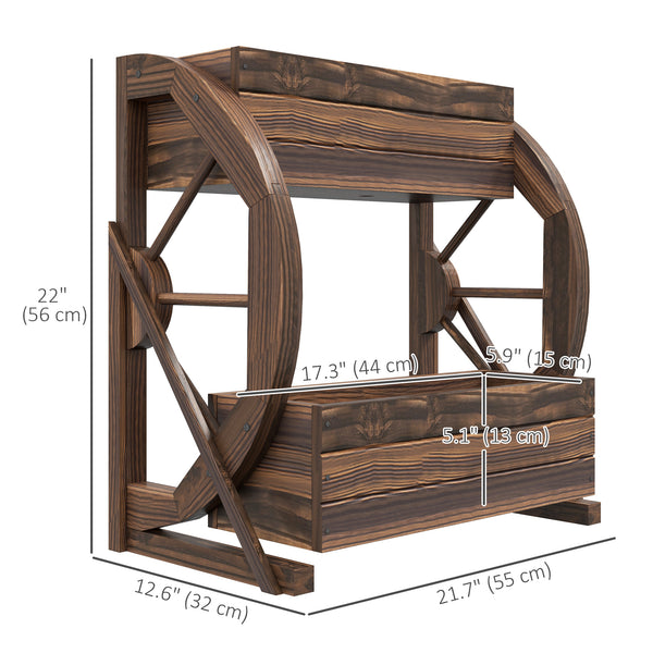 Two-tier wooden planter in the shape of a cart