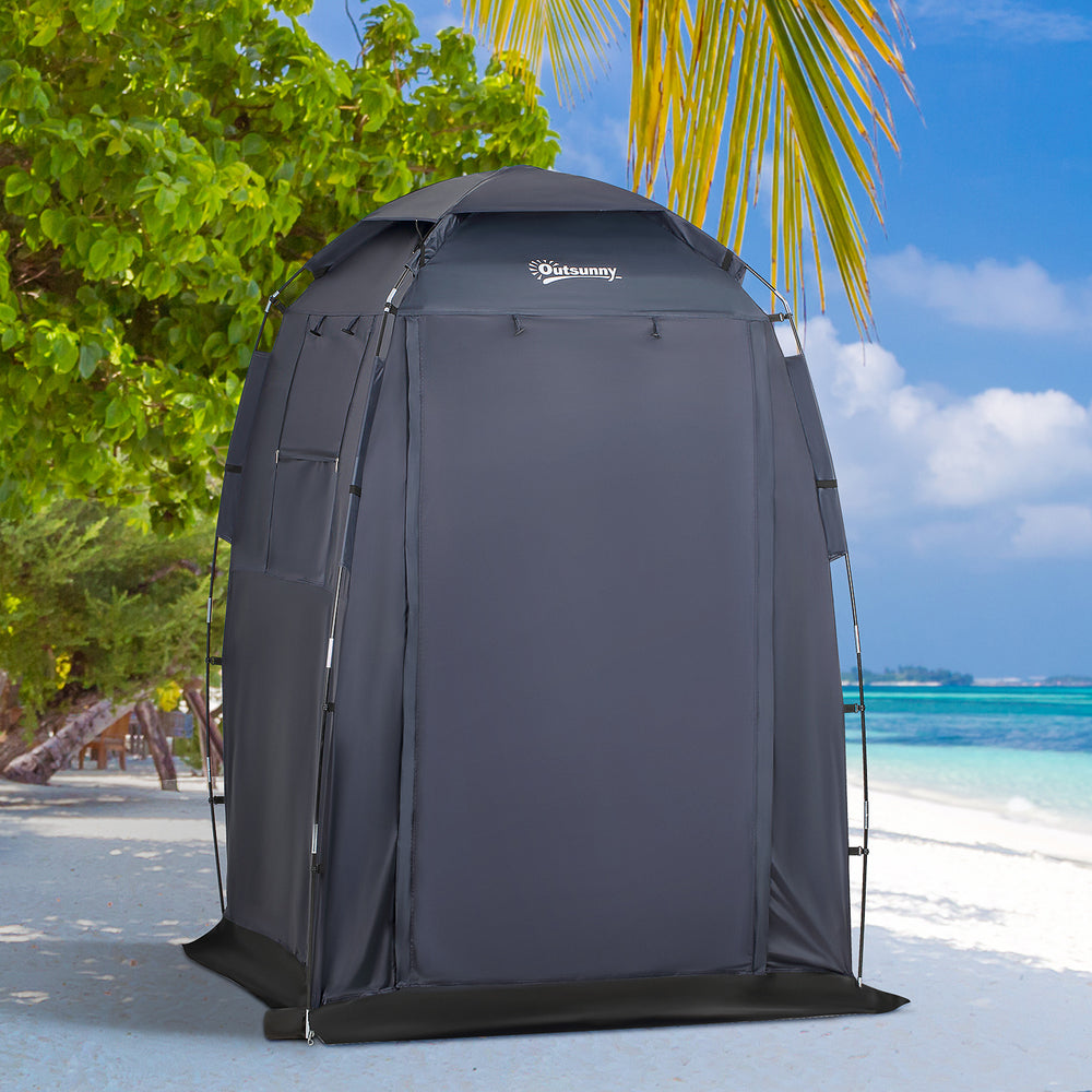 Shower Tent 60" x 60" x 82" Extra Large, Portable Privacy Camping Shelter with Windows and Ground Sheet, Dark Blue