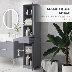 Bathroom cabinet with drawers, 2 doors and adjustable shelves, gray