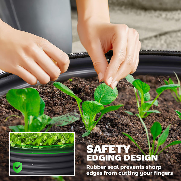 Set of 2 raised garden beds with safety edging