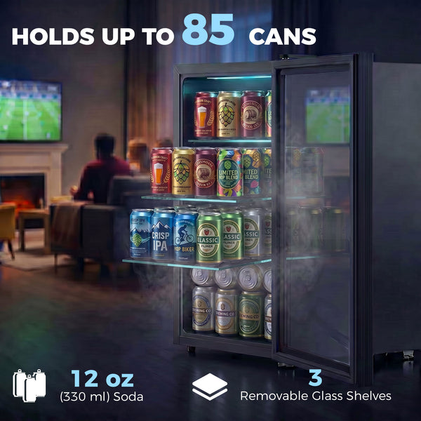 2.1 cu. ft. Beverage Refrigerator, 85-can capacity, black