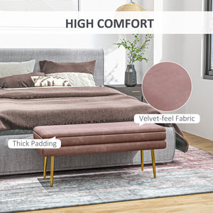 Velvet storage ottoman with steel legs, pink