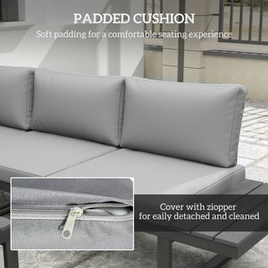 4-piece garden furniture set, 5-position reclining corner sofa, grey