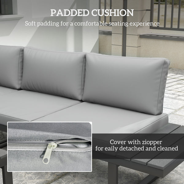 4-piece garden furniture set, 5-position reclining corner sofa, grey