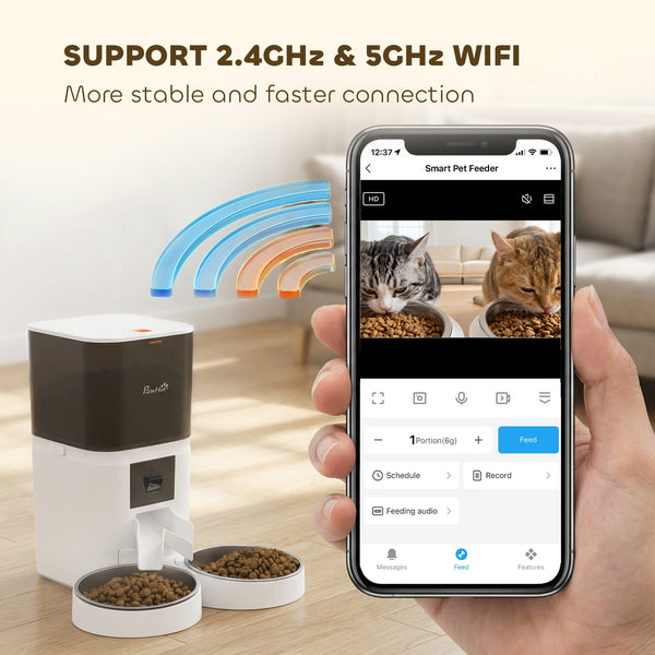 Automatic cat feeder for 2 cats with HD camera