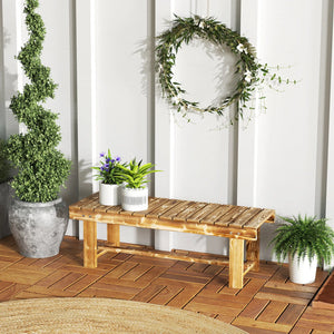 Outdoor garden bench made of carbonized fir wood
