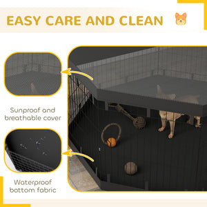8-Panel Foldable Dog Playpen with Ground Stakes