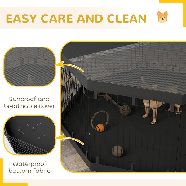 8-Panel Foldable Dog Playpen with Ground Stakes