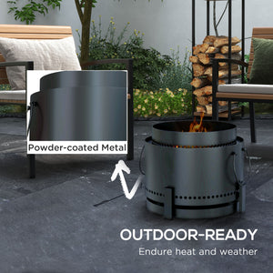 Smokeless fire pit with ash catcher, poker, black