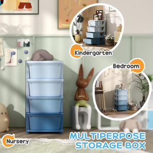 4-Tier Organizer with 4 Plastic Drawers, Blue