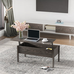 Modern coffee table with lift-top and hidden storage compartment, gray