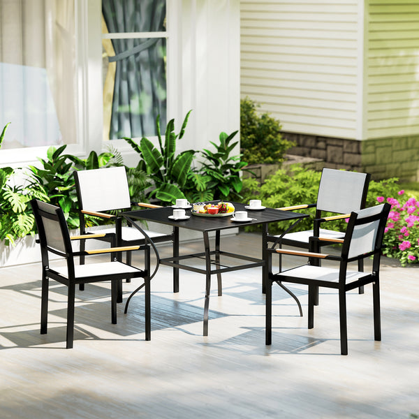 Square garden table with parasol hole 