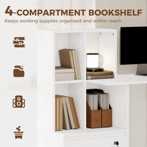 Computer desk with bookshelf, locking drawer and file storage