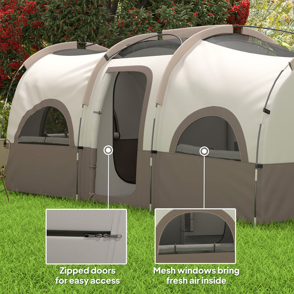 4-6 Person Camping Tent, 3 Room Cabin Tent, Waterproof 3000mm &amp; UPF 30+, with Sewn-in Groundsheet &amp; Carry Bag, Khaki