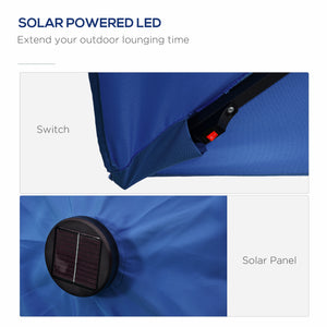 9.7-foot parasol with 22 solar LED lights and tilt, dark blue 