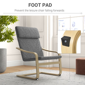 Upholstered accent chair with armrests and wooden frame – Dark gray
