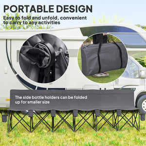 6 Seater Folding Camping Chair with Cup Holder and Carrying Case for Camping, Picnics and Sporting Events, Dark Grey