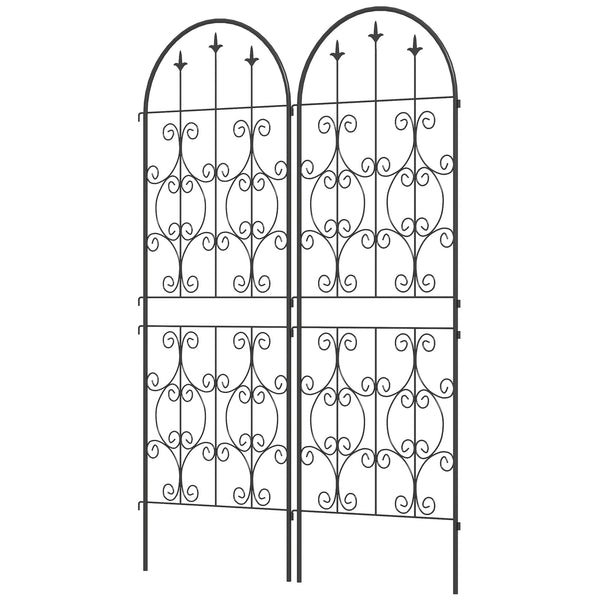 Set of 2 metal garden trellises, black