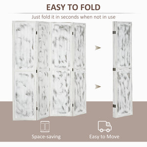Rustic White Folding Room Divider Screen