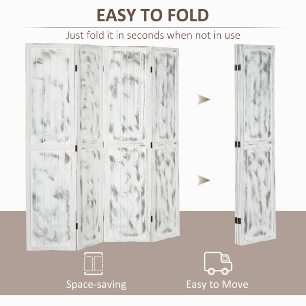 Rustic White Folding Room Divider Screen