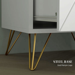 Modern bedside table with 2 drawers, white