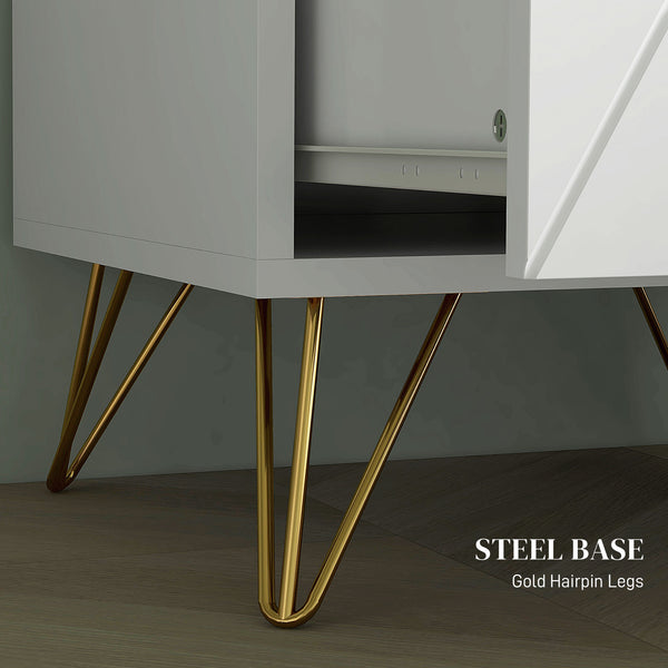 Modern bedside table with 2 drawers, white