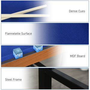 Mini Portable Pool Table with Cues, Ball, Chalk and Rack, Blue