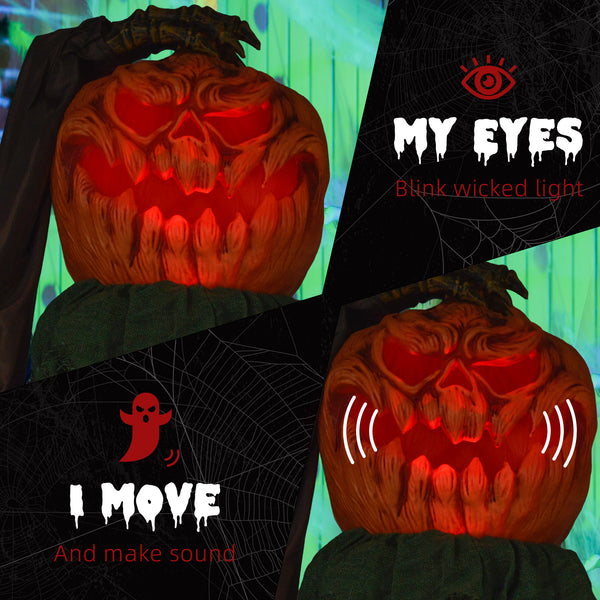 6ft Life Size Halloween Outdoor Ghost Pumpkin Skull Decoration, Sound &amp; Motion Activated