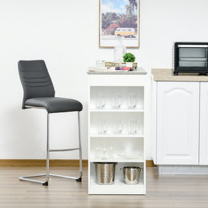 Bar table with 4 storage shelves, grey