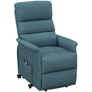 Electric lift chair for the elderly with remote control, blue