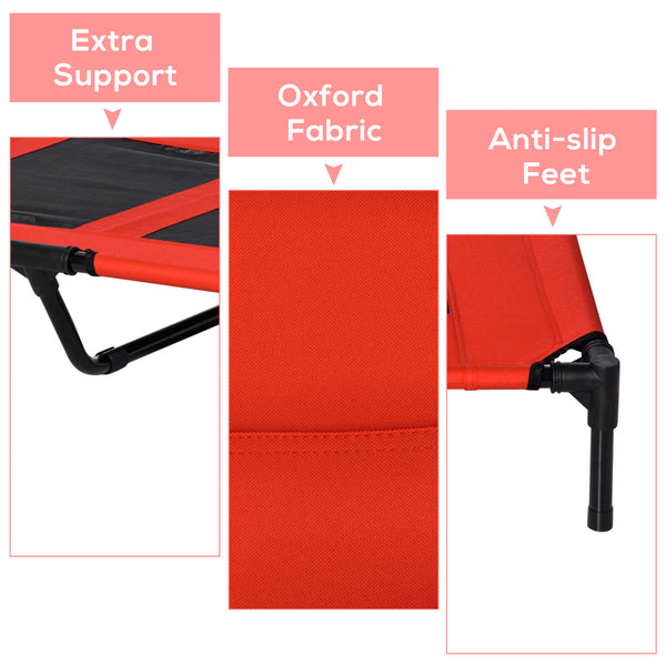 Elevated dog bed, red