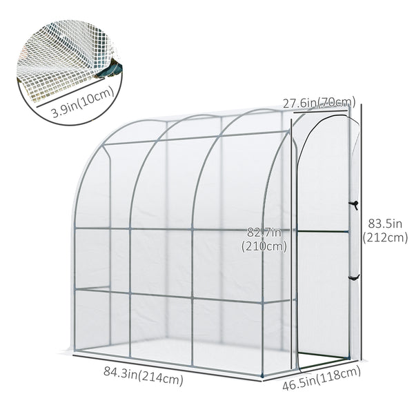 7' x 4' x 7' Garden Greenhouse with Roll-Up Door, Ideal for Plants, Herbs, Vegetables, White