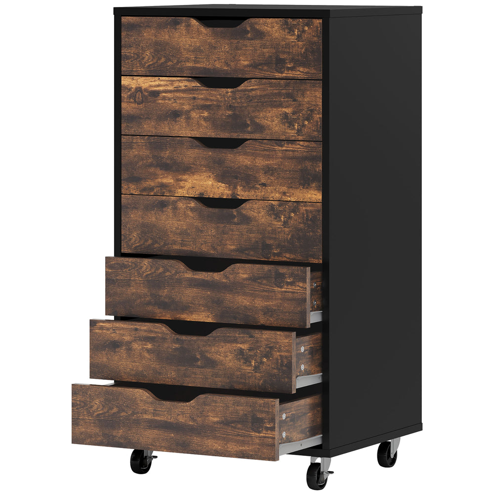 7-Drawer Vertical Filing Cabinet for Home Office, 47 x 39 x 90 cm, Rustic Brown