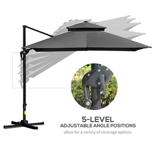 10-foot cantilever parasol with 5 adjustable tilt angles, protective cover, anthracite grey