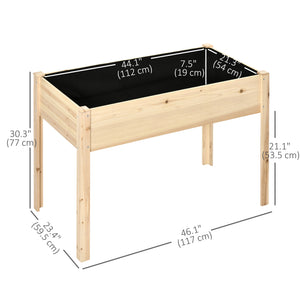 Raised wooden planter with non-woven lining