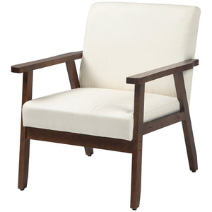 Modern accent chairs with upholstered seat, cream white