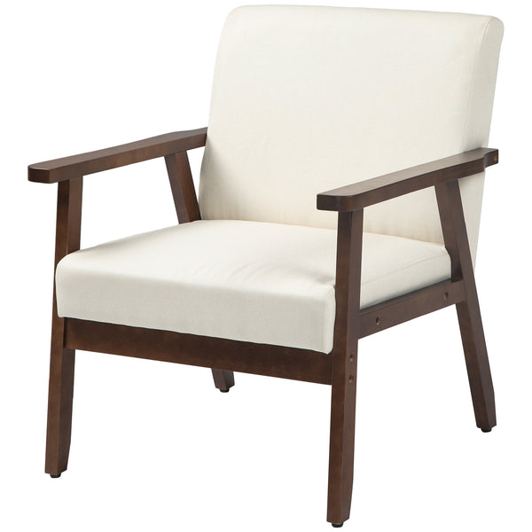 Modern accent chairs with upholstered seat, cream white