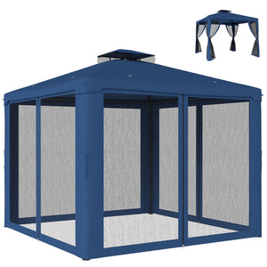 10 x 10 ft gazebo with mosquito netting, dark blue