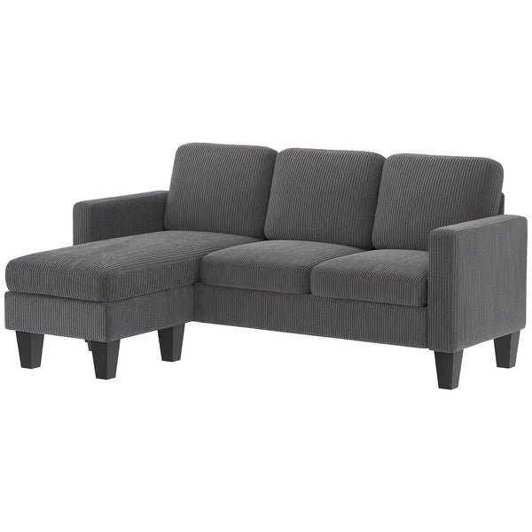 Sectional Sofa, L Shaped Couch, with Changeable Chaise or Ottoman, Dark Grey
