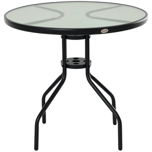 Round bistro table with tempered glass top