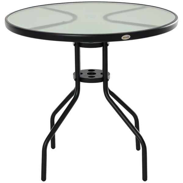 Round bistro table with tempered glass top