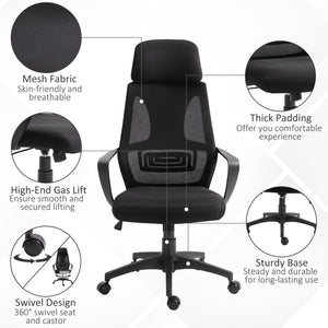 Ergonomic Mesh Office Chair with Adjustable Headrest, Black