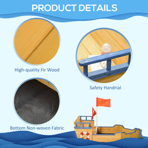 Pirate ship shaped wooden sandbox