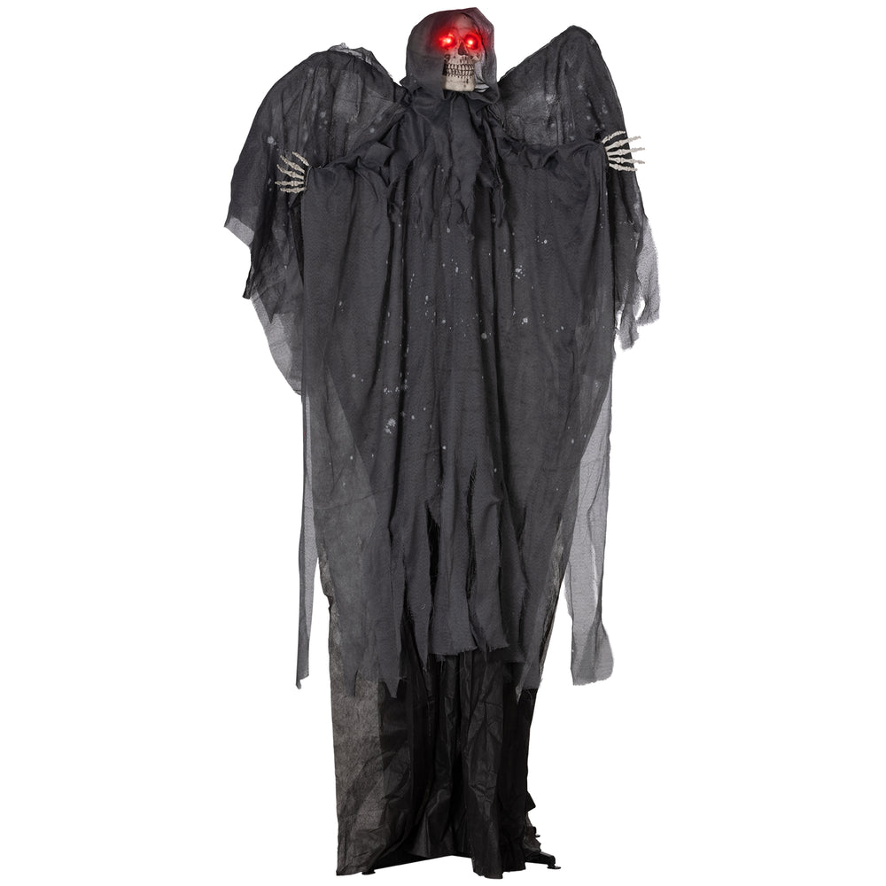 Life-Size Grim Reaper 6.4ft Winged Animated Outdoor Halloween Decoration with Light-Up Eyes