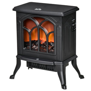 Freestanding Electric Fireplace with Realistic Flame 750W/1500W, Black