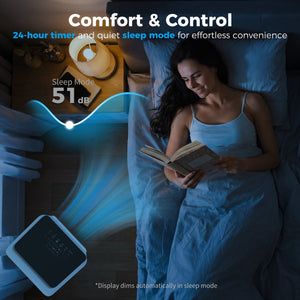 4-in-1 10,000 BTU Portable Air Conditioner with Cooling, Dehumidification, Fan, Sleep Mode, Wi-Fi Voice Remote Control, White