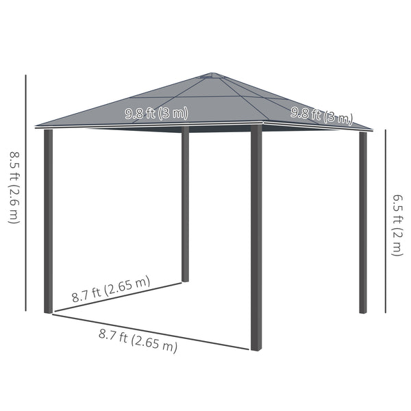10 x 10 Hardtop Gazebo with Sturdy Metal Frame with Curtains and Waterproof Roof, Coffee Beige