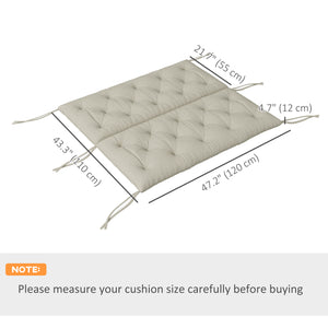 2 Seater Garden Bench Cushion, Thick, Non-Slip, Soft, with Backrest, Light Grey